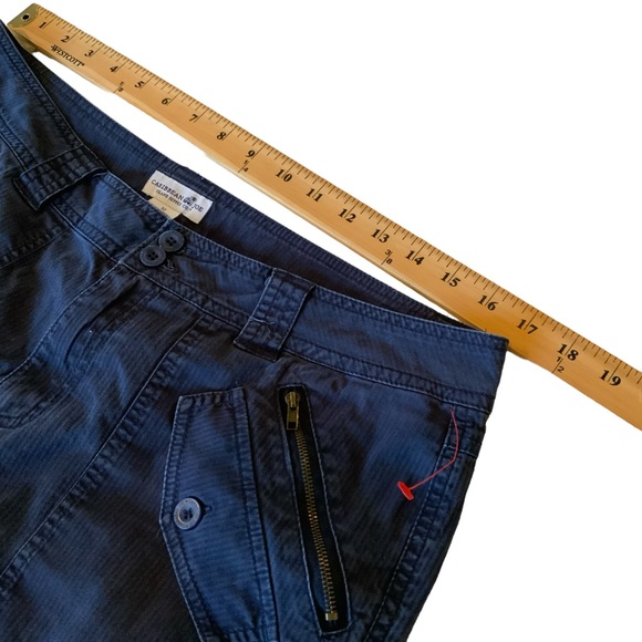 Caribbean Joe Capris Blue With Buttoned Cuff Cotton And Spandex Size 12 - Picture 6 of 10